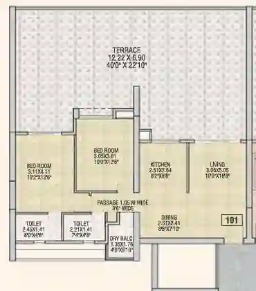 2 BHK Terrace Garden