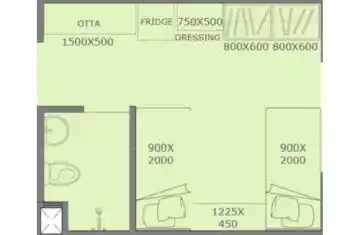 Studio - A (Non Furnished) — unit plan