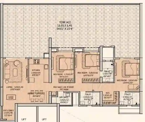 3 BHK Luxurious Terrace Garden