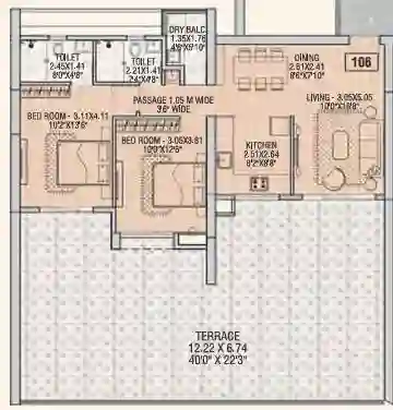 2 BHK Terrace Garden
